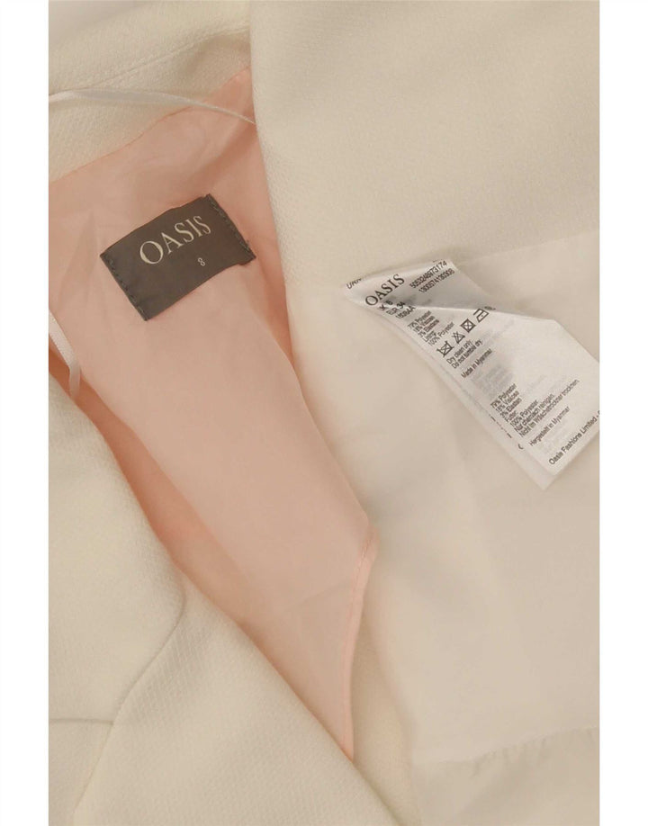 Oasis Veste blazer ouverte pour femme UK 8 Small Blanc Polyester