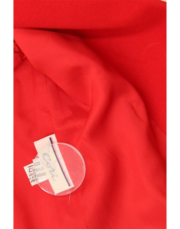 vintage Femme Double Breasted Blazer Veste UK 12 Rouge Moyen