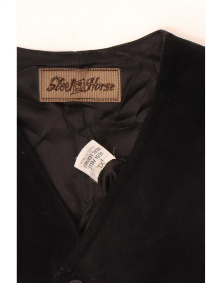 gilet en daim vintage pour hommes XL cuir noir