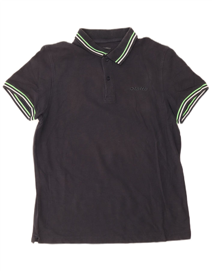 Polo Homme Lotto Coton Rayé Noir Moyen