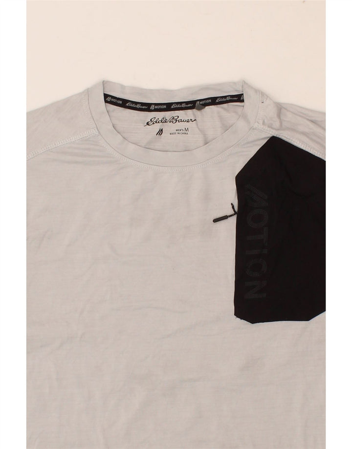 EDDIE BAUER Mens T-Shirt Top Medium Grey Colourblock Polyester Vintage Eddie Bauer and Second-Hand Eddie Bauer from Messina Hembry 