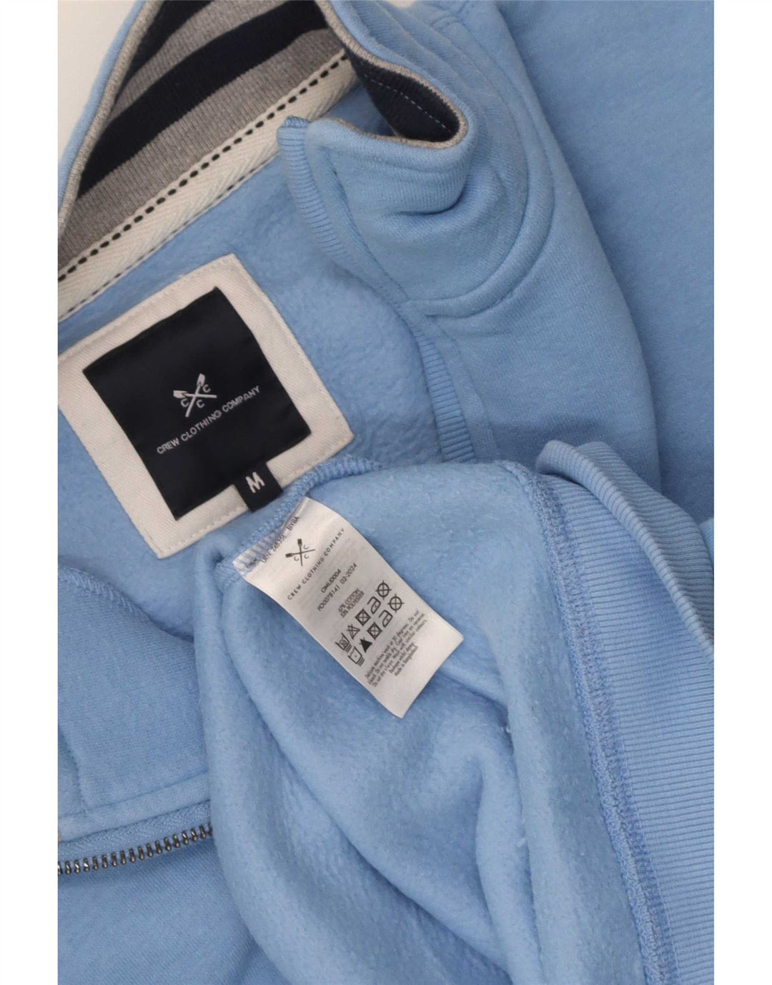 Crew Clothing Sweat-shirt à col zippé pour homme en coton bleu moyen