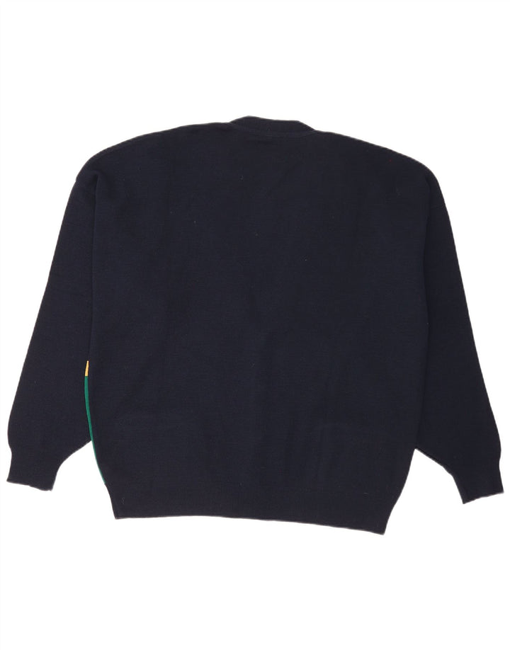 White Sails Pull Cardigan Homme XL Bleu Marine Colorblock Laine