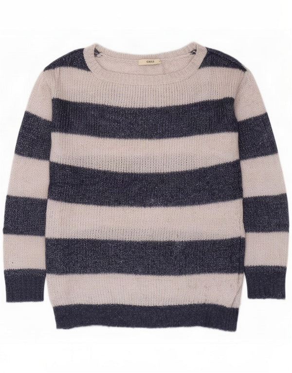 Oasis Pull col bateau pour femme UK 14 Nylon rayé gris moyen
