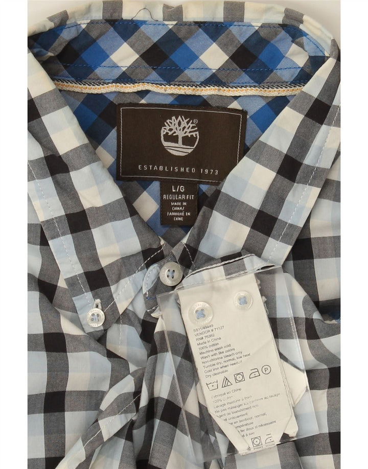 Timberland Chemise Regular Fit Homme Grand Carreau Bleu Coton