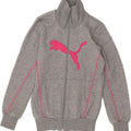 PUMA Girls Graphic Tracksuit Top Jacket 7-8 Years Small Grey Vintage Puma and Second-Hand Puma from Messina Hembry 
