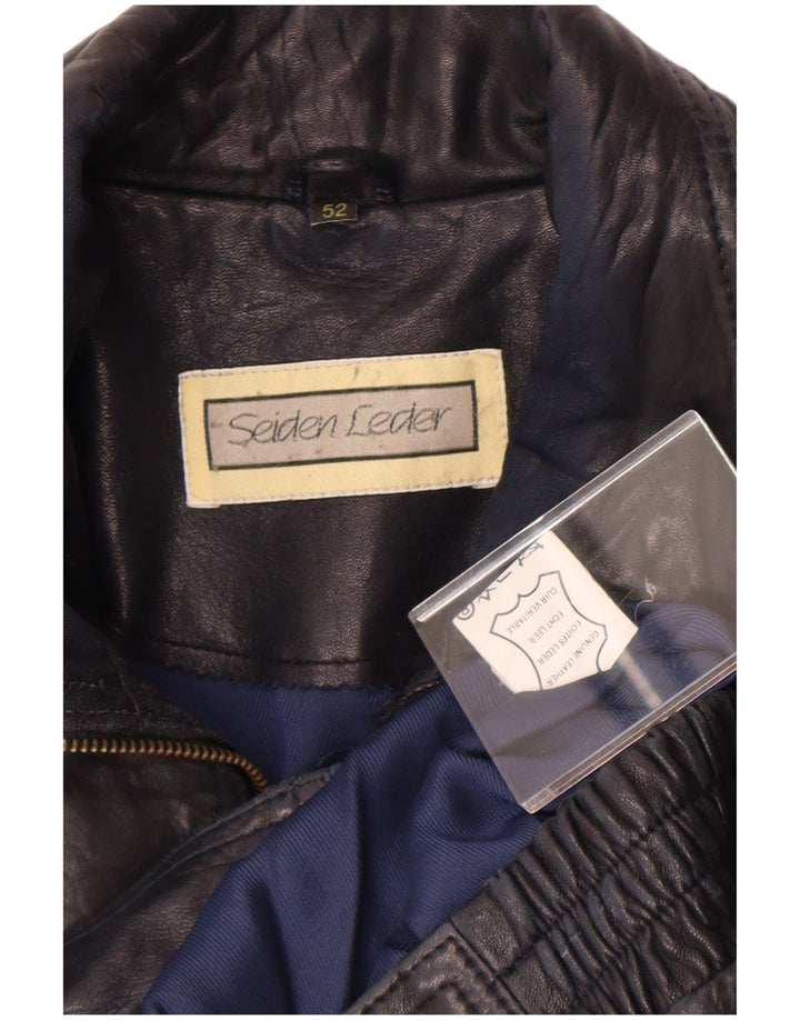 veste en cuir homme vintage EU 52 XL Cuir bleu marine