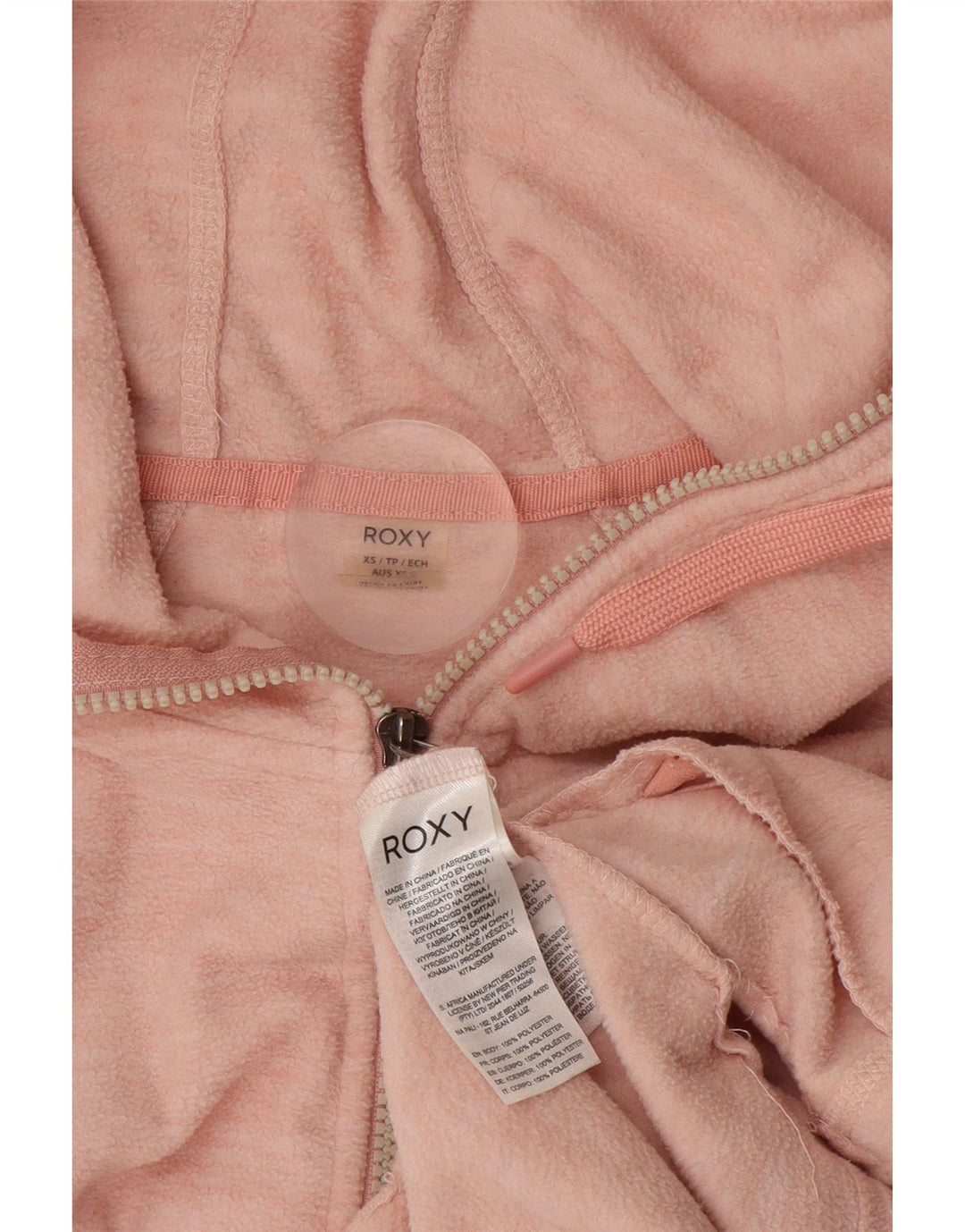 ROXY Veste Polaire à Capuche Femme UK 6 XS Rose Moucheté Polyester