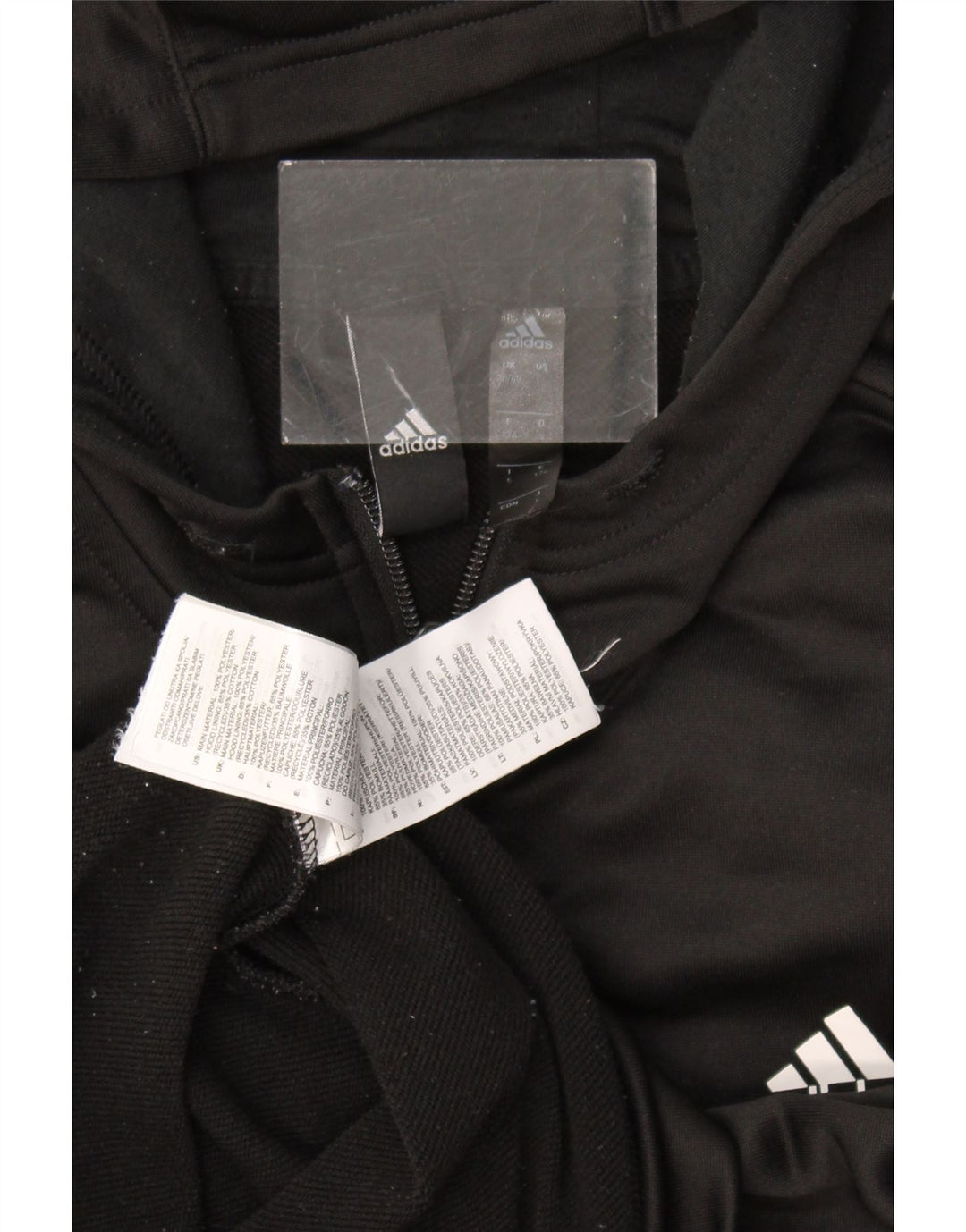 Adidas Pull à capuche zippé pour homme UK 38/40 Polyester noir moyen