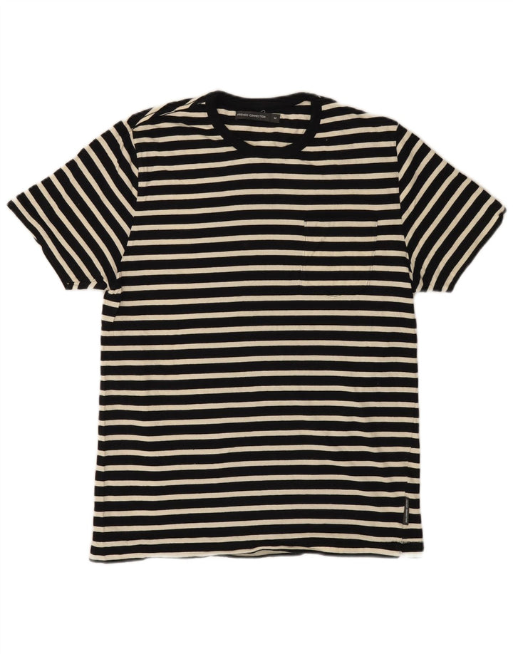 French Connection T-Shirt Homme Noir Moyen Coton Rayé