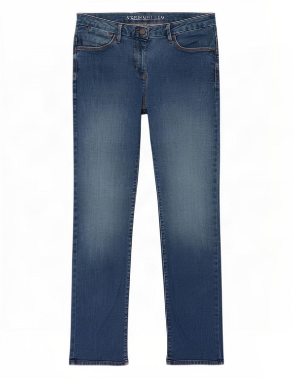 Marks & Spencer Jean droit pour femme UK 14 Large W32 L29 Bleu Coton