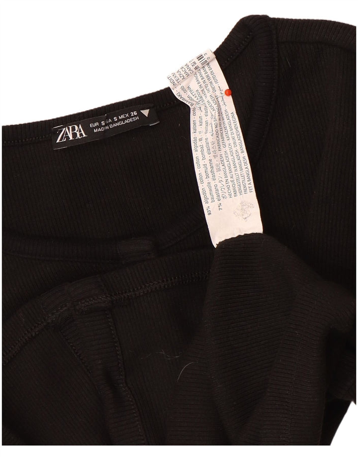 Zara Womens Crop Cardigan Top UK 8 Petit Noir