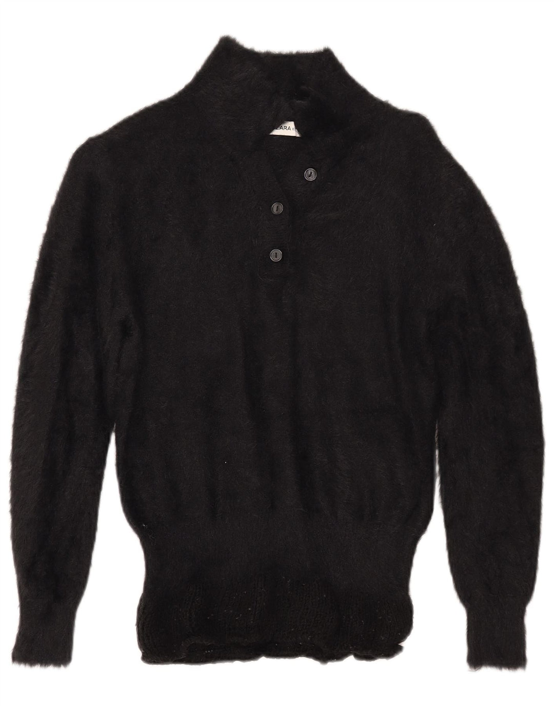 ZARA Pull à col polo pour femme UK 14 Noir moyen