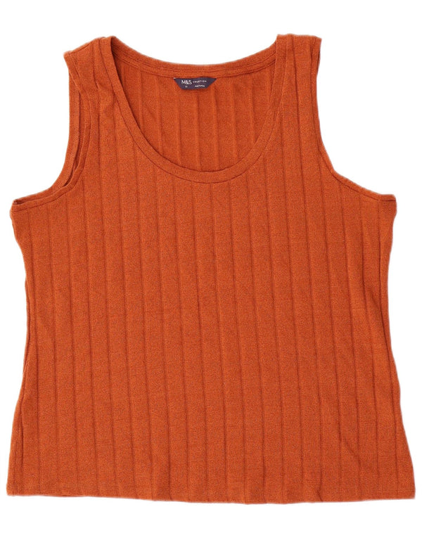 Marks & Spencer Débardeur Femme UK 22 3XL Orange Polyester