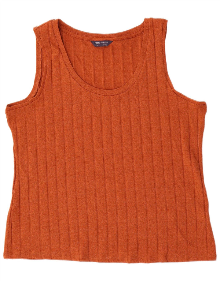 Marks & Spencer Débardeur Femme UK 22 3XL Orange Polyester