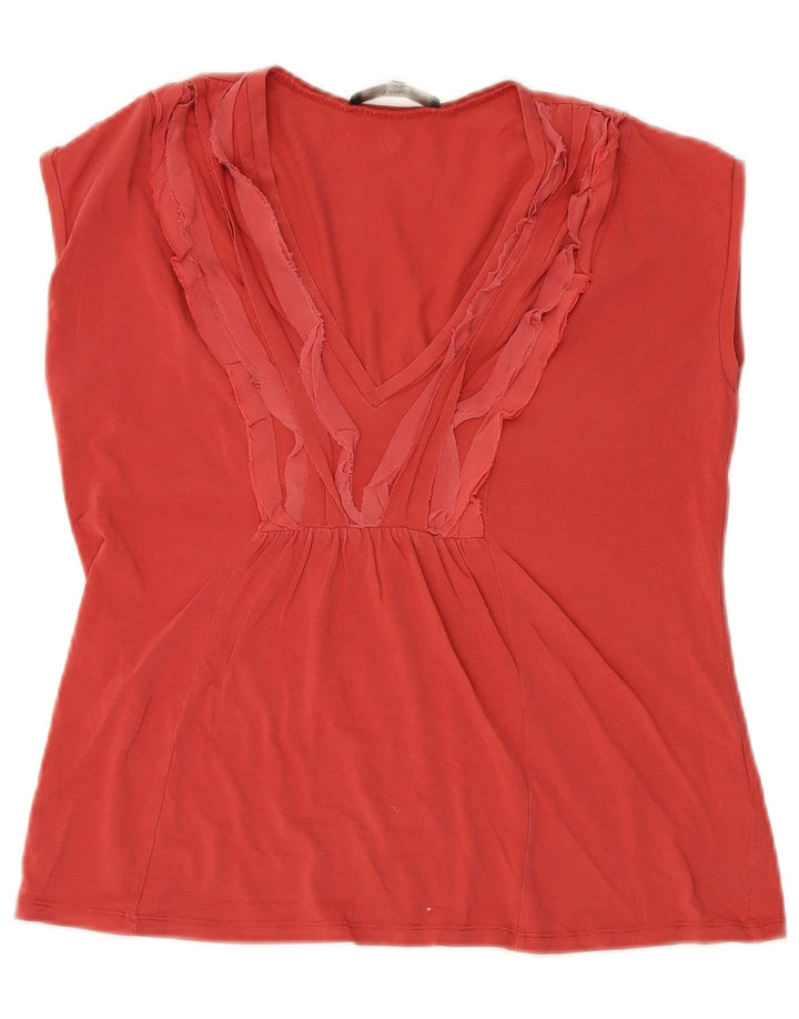 Max Mara Haut court sans manches Weekend pour femme UK 14 Large Rouge Coton