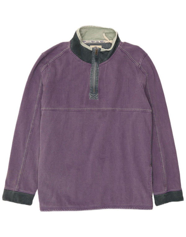 Fat Face Sweat-shirt à col zippé pour homme 4XL Violet Colorblock Coton