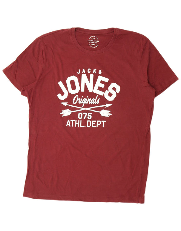 Jack & Jones T-Shirt Graphique Top XL Homme Bordeaux Coton