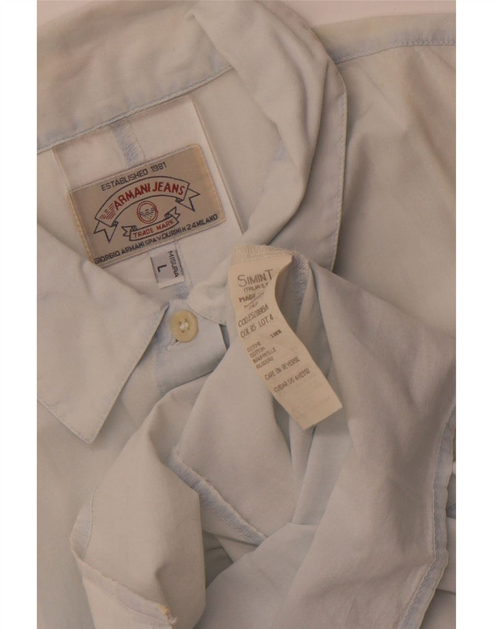 Armani Jeans Chemise sans manches pour femme UK 14 Large Bleu Coton