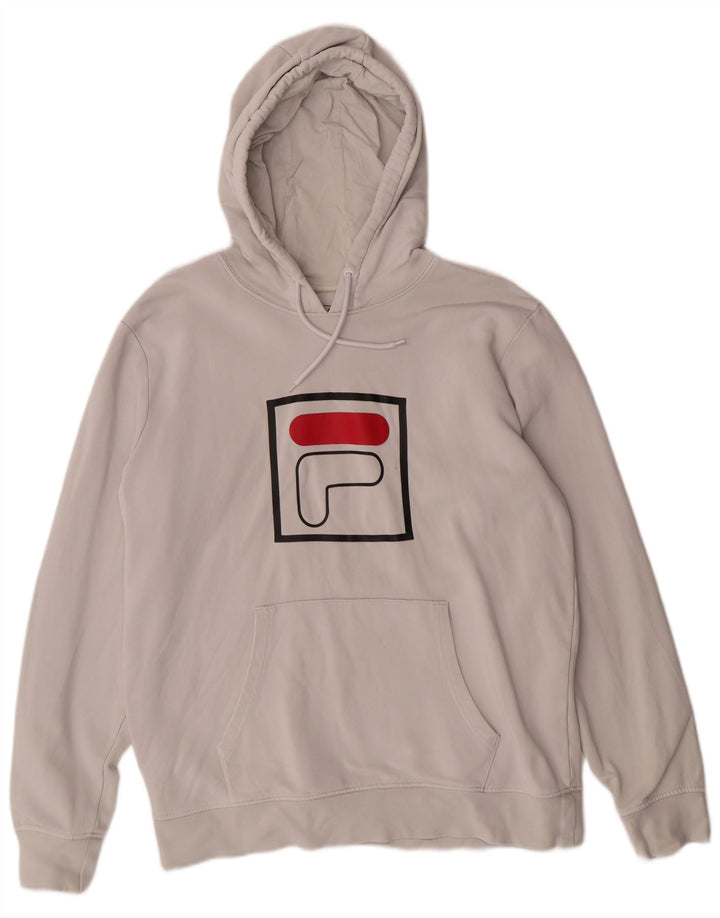 FILA Pull à capuche graphique XL homme blanc coton
