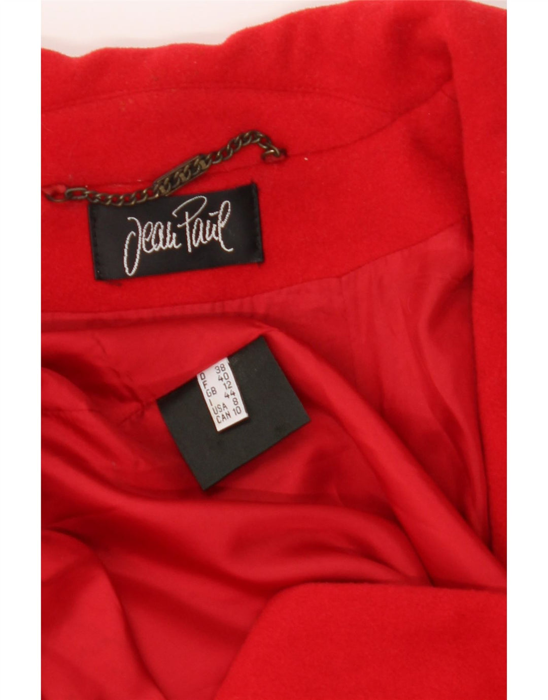 JEAN PAUL Womens Overcoat UK 12 Medium Red Vintage Jean Paul and Second-Hand Jean Paul from Messina Hembry 