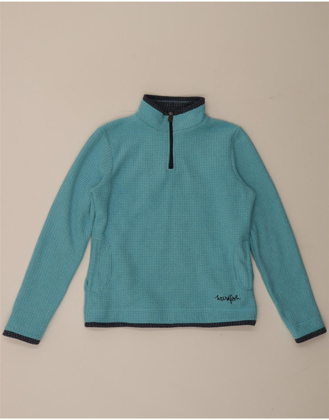 Weird Fish Pull polaire à col zippé pour femme UK 12 Bleu moyen Polyester