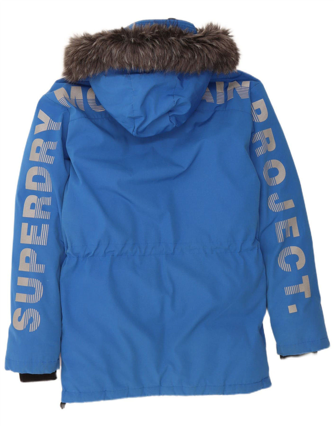 SUPERDRY Manteau matelassé à capuche graphique pour hommes UK 36 Small Blue Nylon