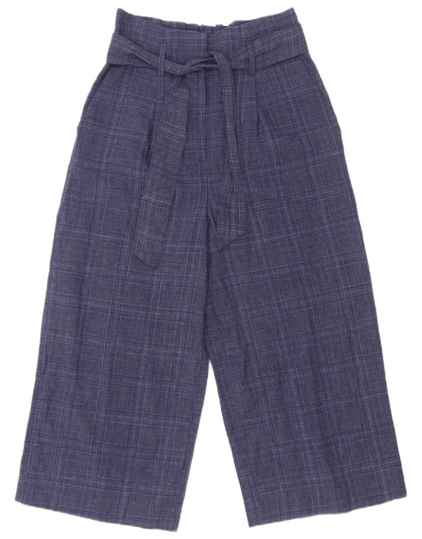 Marks & Spencer Pantalon capri à jambe large pour femme UK 8 Small W28 L21 Bleu marine
