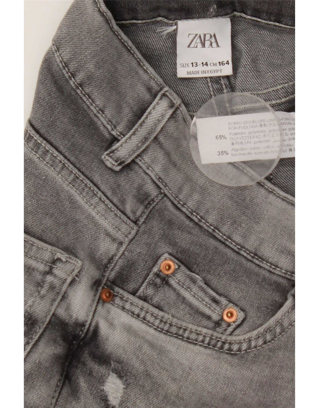 Zara Short en jean vieilli pour garçon 13-14 ans W26 Gris Polyester