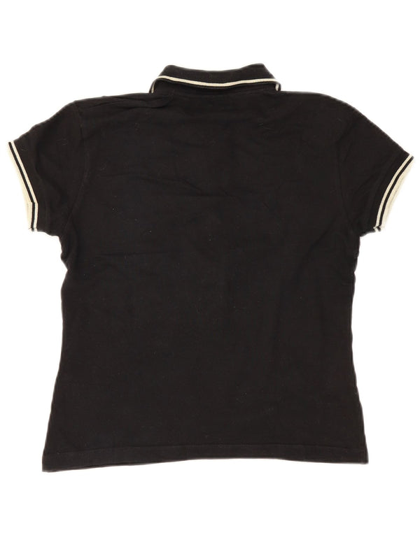 Lee Polo court pour femme UK 14 Large Noir Coton