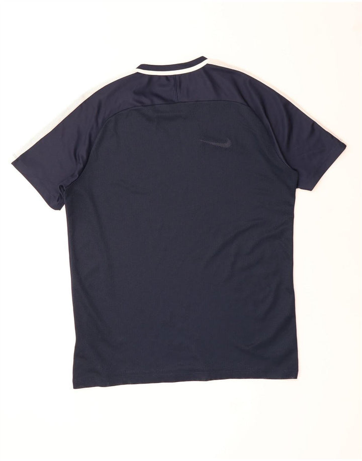 NIKE Hommes Dri Fit T-Shirt Haut Large Bleu Marine Colorblock Polyester