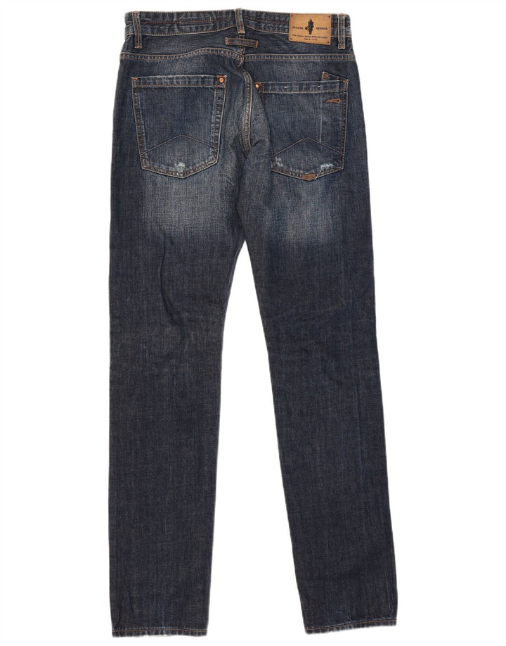 MARLBORO CLASSICS Jean fuselé régulier en détresse pour hommes W31 L34 bleu