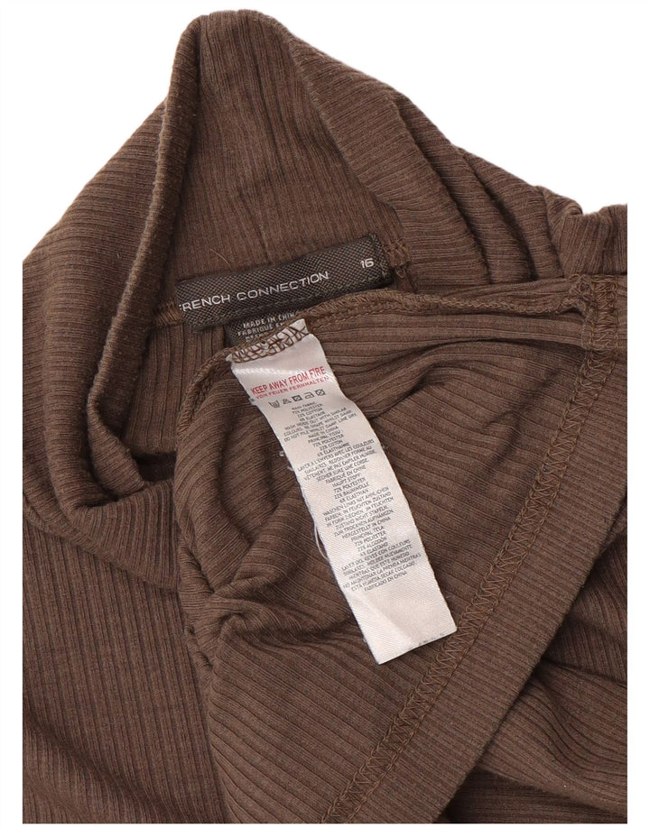 French Connection Haut Femme Manches Longues UK 44 Large Marron Polyester