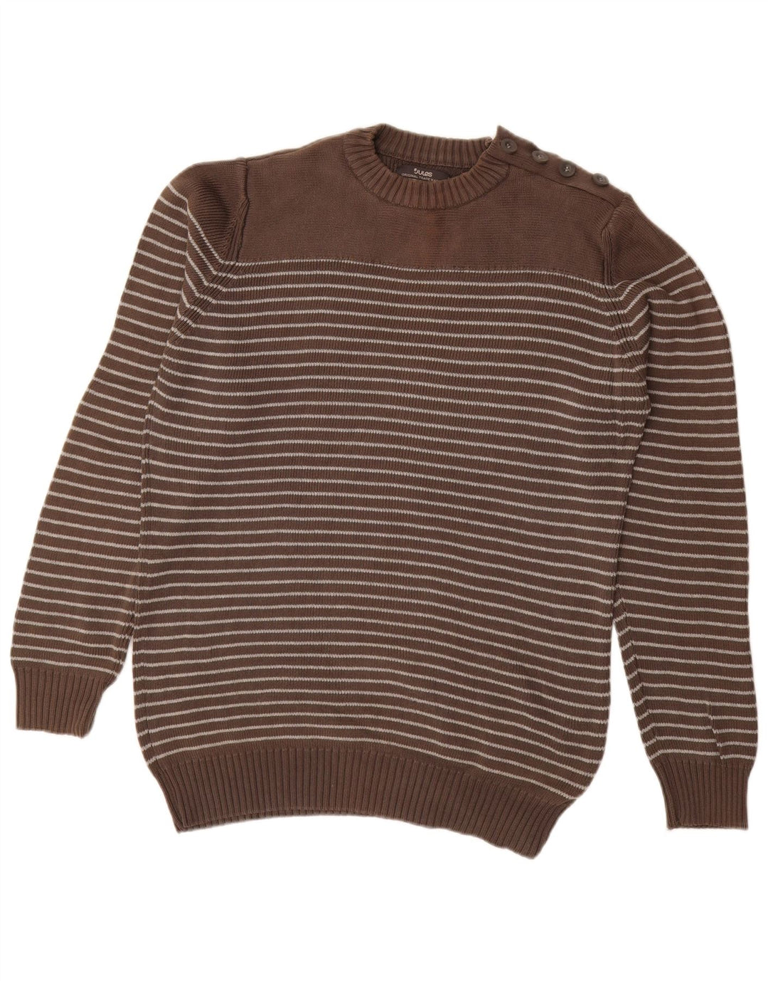 JULES Pull à col rond pour homme en coton rayé marron grand