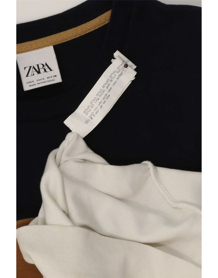 Zara Pull-over pour hommes en coton color block blanc petit