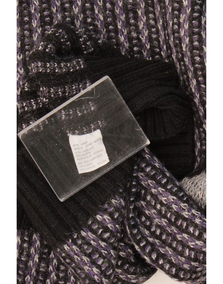 VINTAGE Femme Crew Neck Jumper Pull UK 16 Grande Laine Géométrique Violette