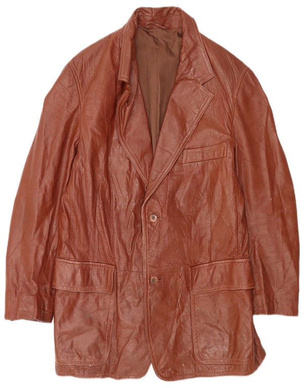 veste en cuir homme vintage UK 40 Grand cuir brun