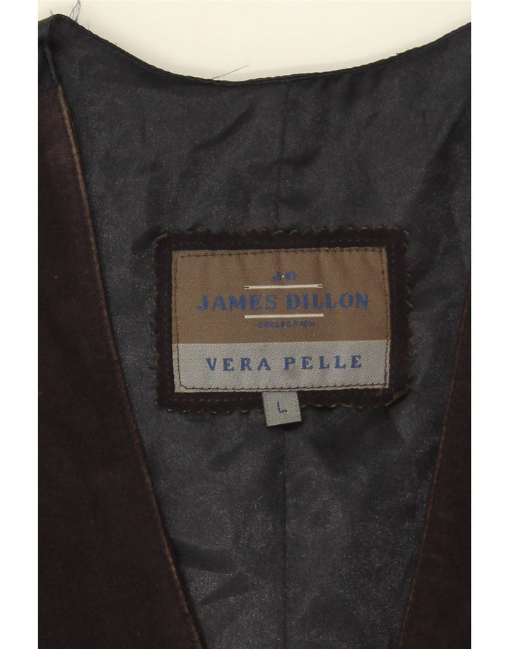 James Dillon Gilet en daim pour homme Grand cuir marron
