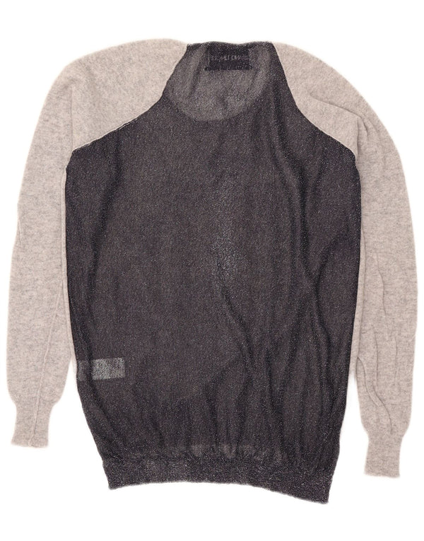 vintage Womens Boat Neck Jumper Sweater UK 16 Grand Colorblock Gris