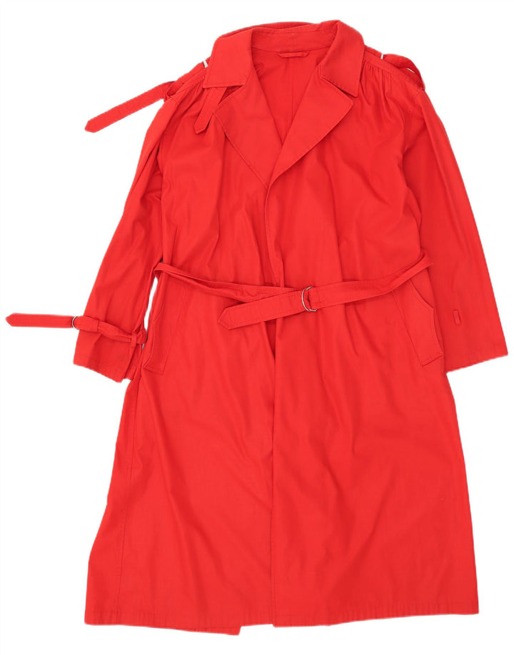 VINTAGE Trench Femme UK 14 Polyester Rouge Moyen