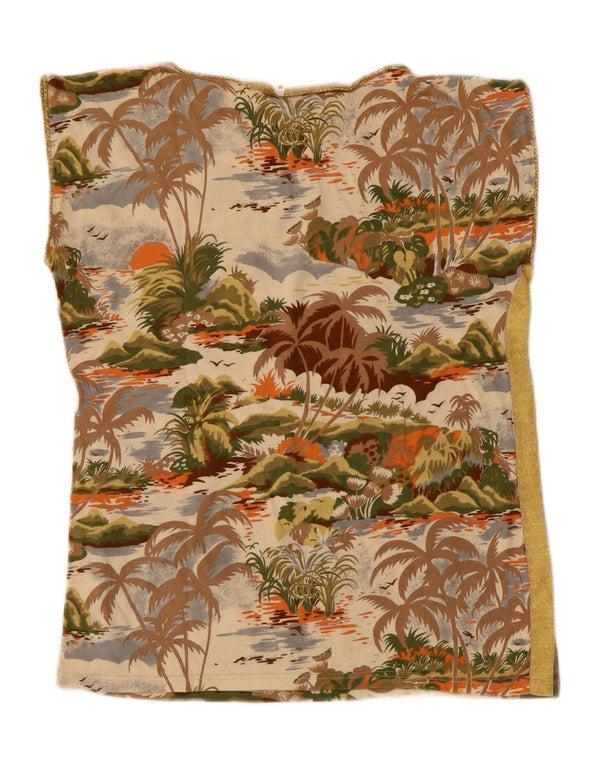 vintage Womens Graphic T-Shirt Top UK 12 Moyen Multicolore Hawaïen