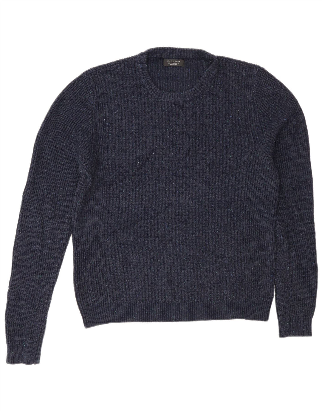 Zara Pull ras du cou pour homme, grand, bleu marine, acrylique