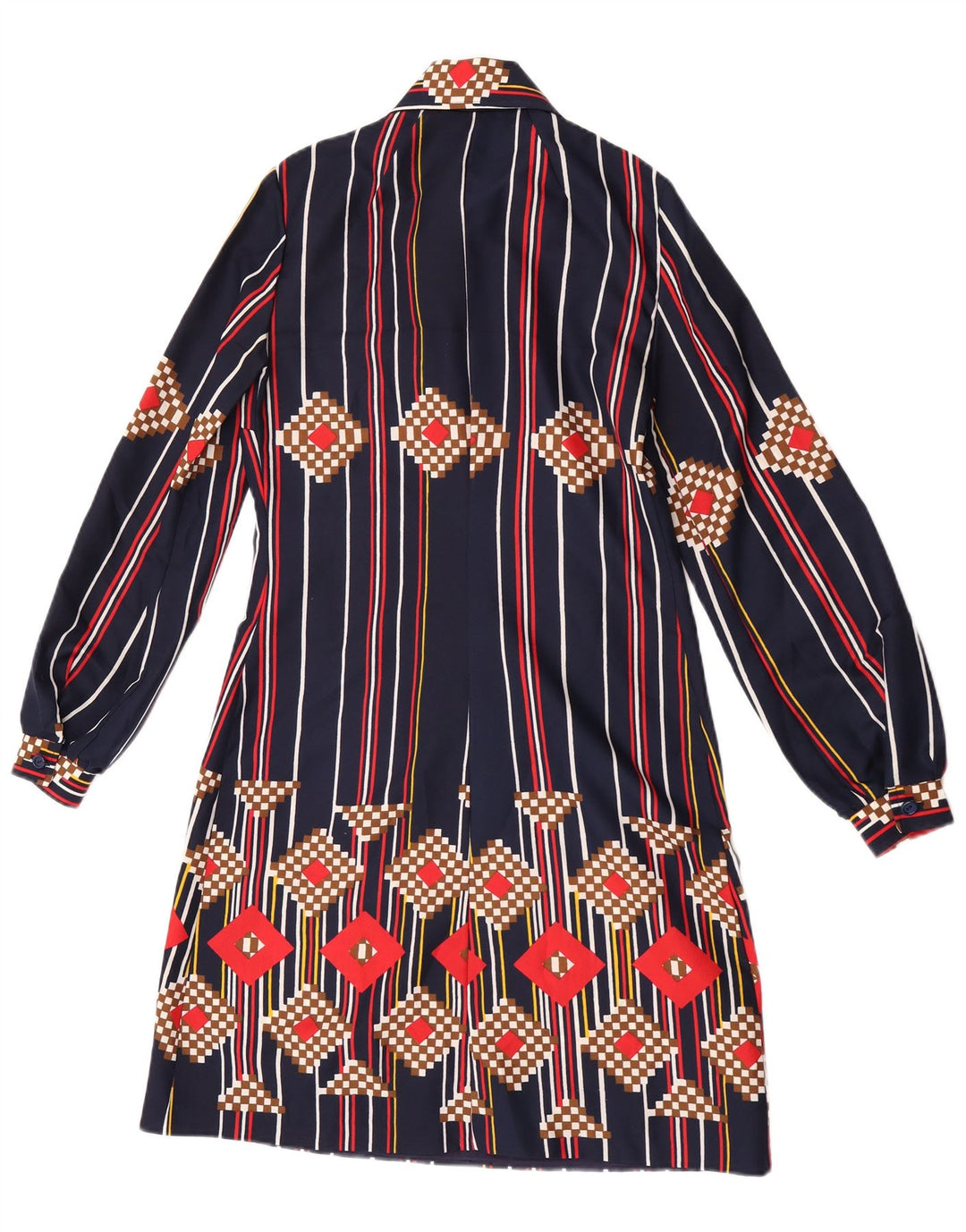 vintage Femme Pull Chemise Robe UK 12 Moyen Bleu Marine Rayé
