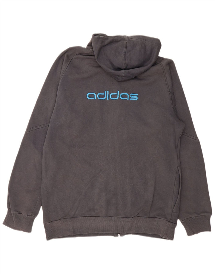 ADIDAS Pull à capuche zippé graphique pour homme en coton gris moyen