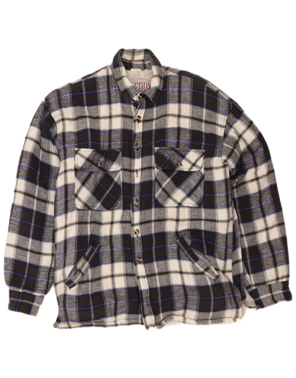 Vintage Mens Lumberjack Flannel Shirt Medium Navy Blue Check