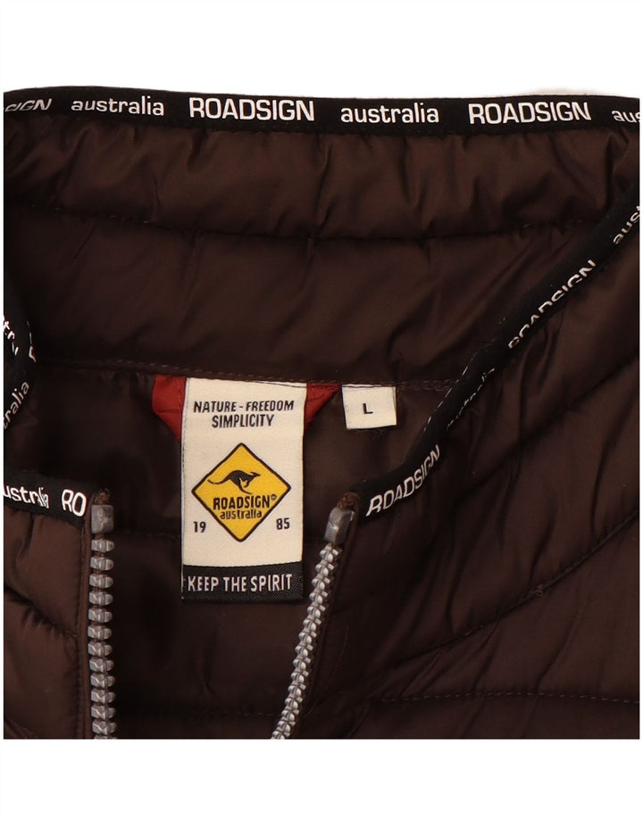 ROADSIGN Mens Padded Jacket UK 40 Large Brown Polyester