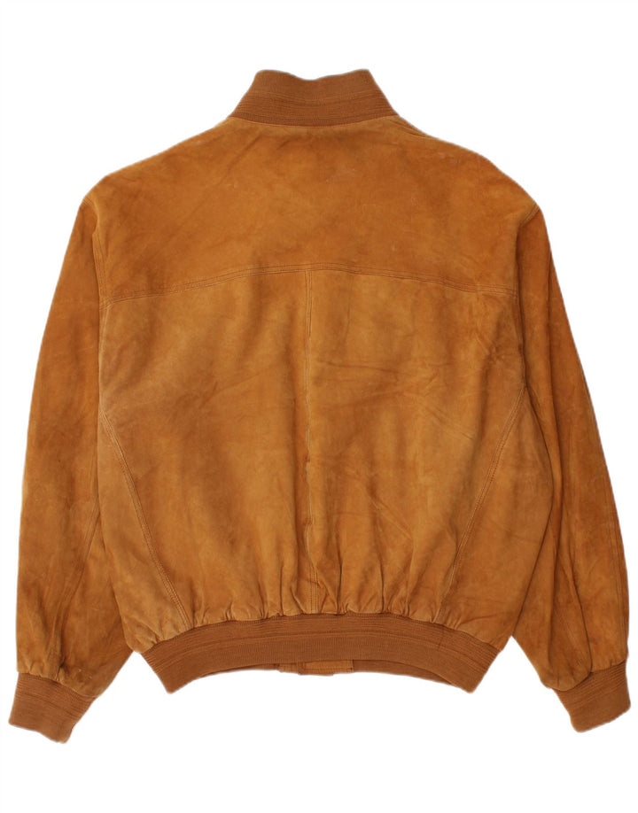 Veste Bomber En Daim Vintage Homme IT 52 XL Cuir Marron