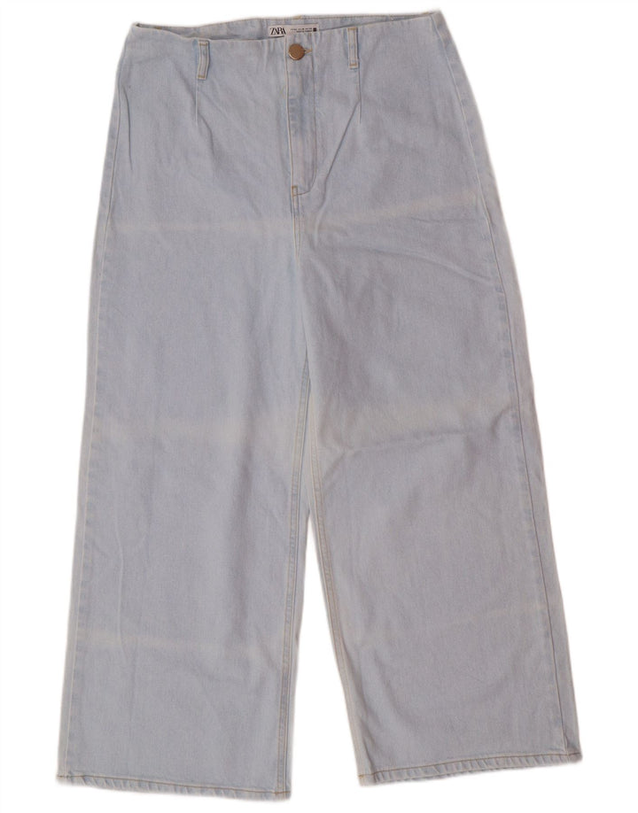 Zara Jean taille haute jambe large pour femme EU 42 Large W32 L26 Bleu classique