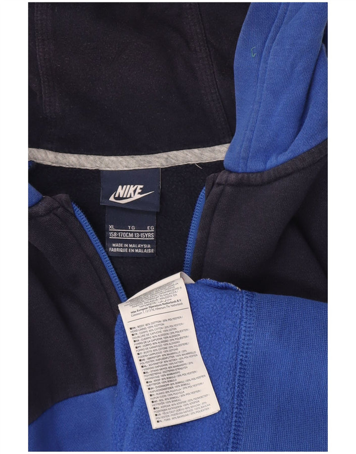 NIKE Pull à capuche zippé pour garçon 13-14 ans XL Bleu Colorblock Coton