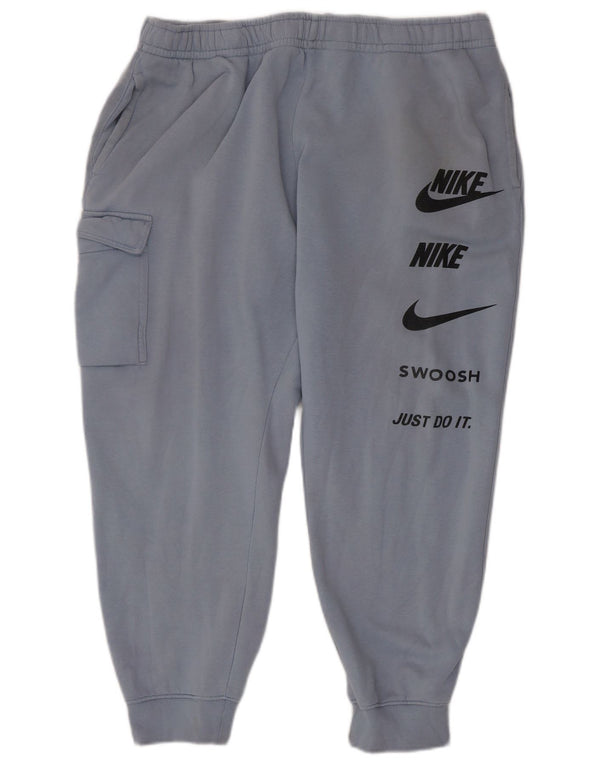 Nike Pantalon de survêtement cargo avec logo Swoosh pour homme en coton bleu XL
